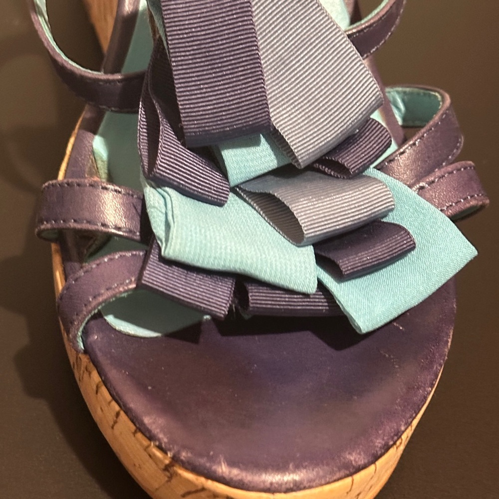 Boden Navy and Aqua Wedge Sandals - Picture 4 of 6
